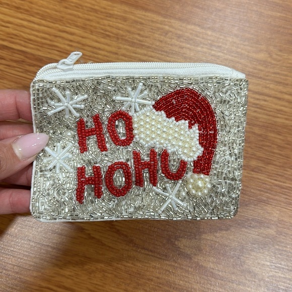 Ho Ho Ho beaded coin pouch - Picture 3 of 6